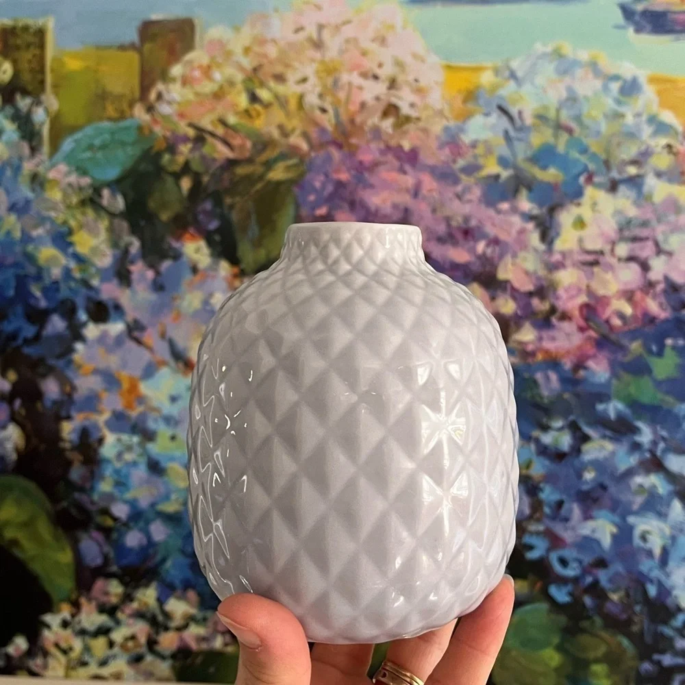 IKEA Textured Pale Periwinkle Ceramic Vase